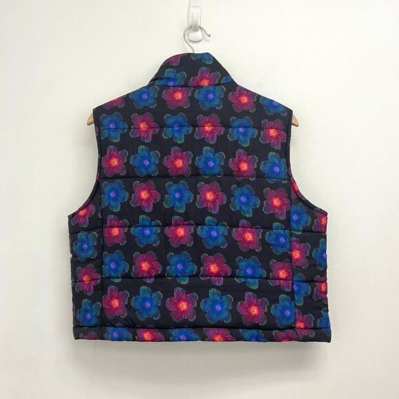 Lisa Says Gah Mandinga Floral Graphic Print Colorful Puffer Crop Vest - Medium - Picture 2 of 10